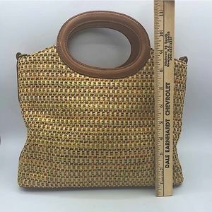 Vintage FOSSIL Multicolored Woven Straw Shoulder Bag